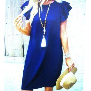 Royal Blue Ladies/Teens Dress with Butterfly Sleeves Size L